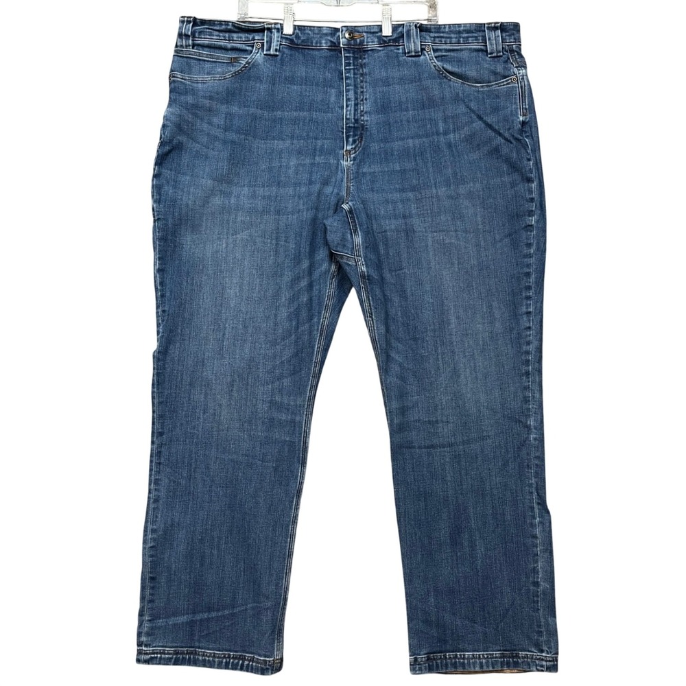 Duluth Ballroom Double Flex Jeans Men 46x32 Medium Wash 5 Pocket Relaxed Fit EUC